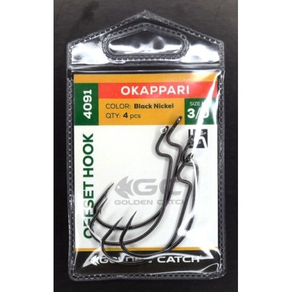 Гачки для риби, GC Offset Okkapari 4091, 4шт/уп, колір BN, №3/0